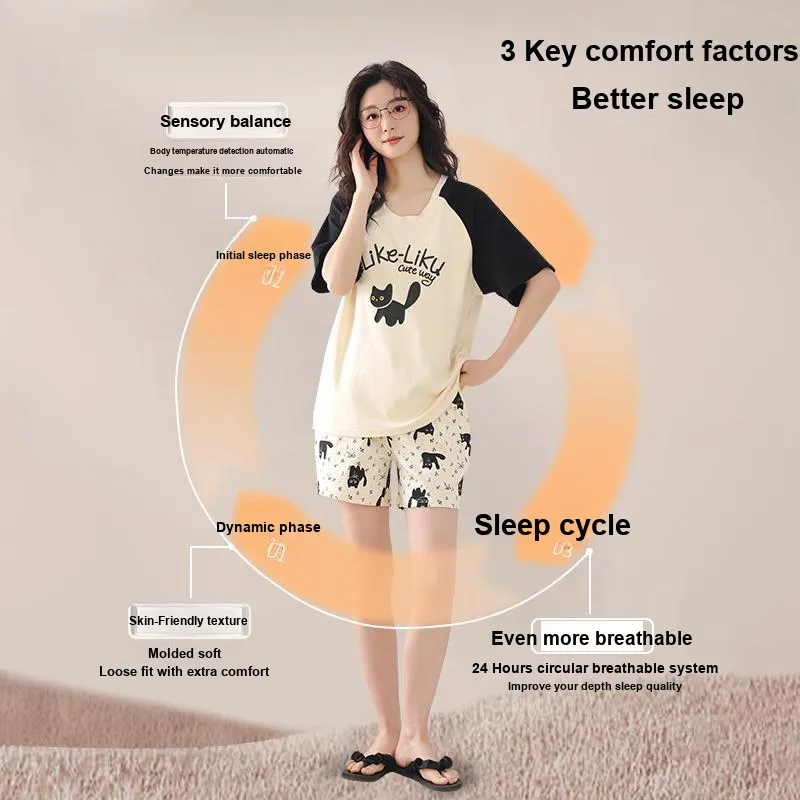 Qiao Ni Tong Pajama Set Women's Three Piece Set-3