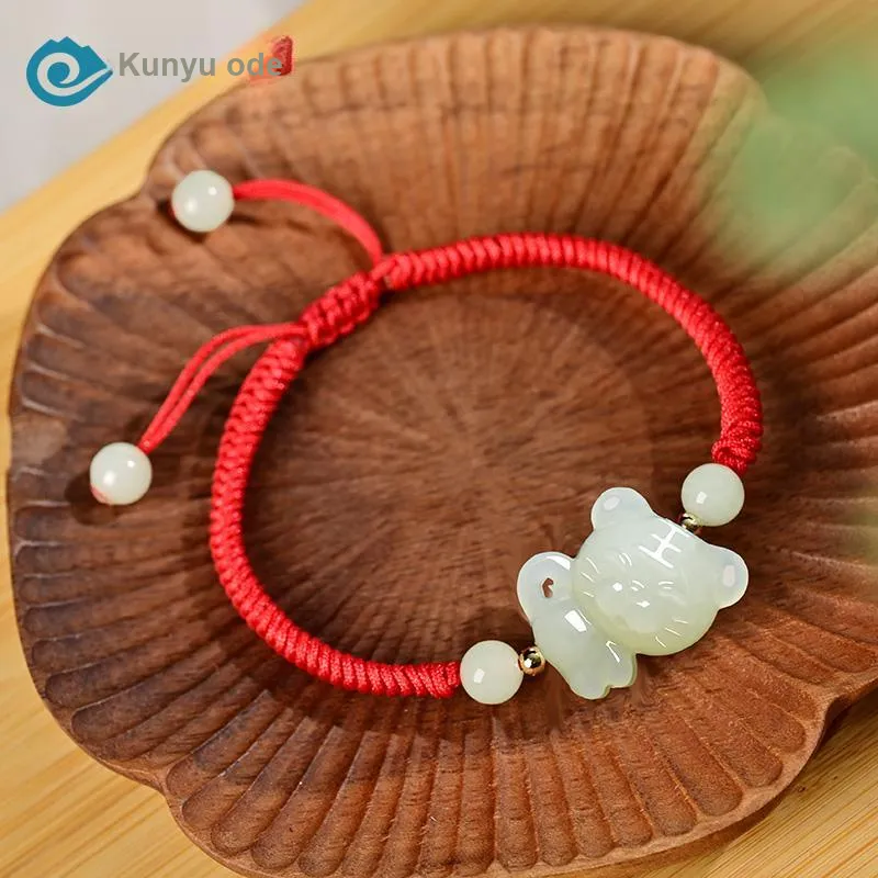 KUNYUYAO Hetian Jade Bracelets Pale Greenish White Jade Unisex-11