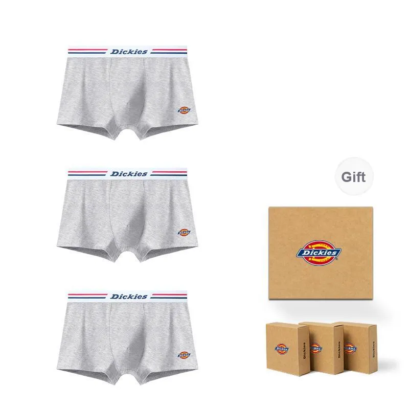 Dickies Underpants Men's Seamless Print LOGO Breathable Skin Friendly Sports Square Panty Gift Box Combo Set-35