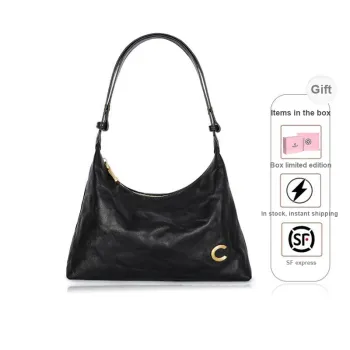 CASSILE Top Grain Cow Leather Handbag, Shoulder Bag Women's Black