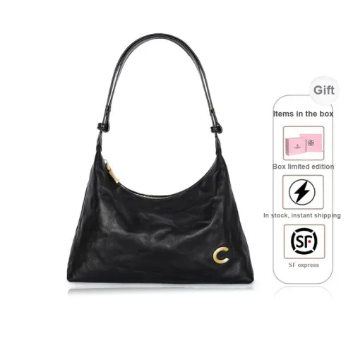 CASSILE Top Grain Cow Leather Handbag, Shoulder Bag Women's Black