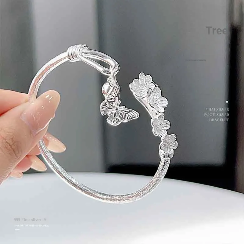 HAOYINFANG 999 Fine Silver Bangles Women's-2
