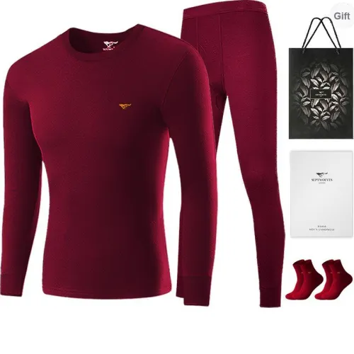 SEPTWOLVES Thermal Set Men's Gift Box Set+Shopping Bag Includes 2 Pack Socks