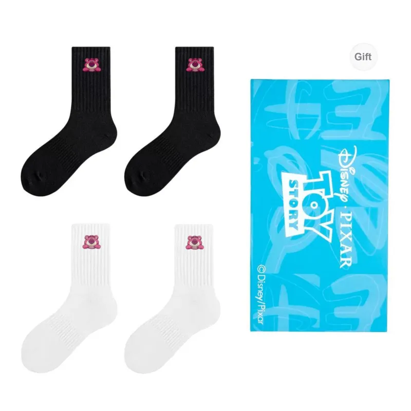 Disney Strawberry Bear Series Mid Calf Socks Unisex Shopping Bag 4 Pack-8