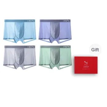 RED DRAGONFLY Ice Silk Panties Men's 4 Pack Gift Box Set