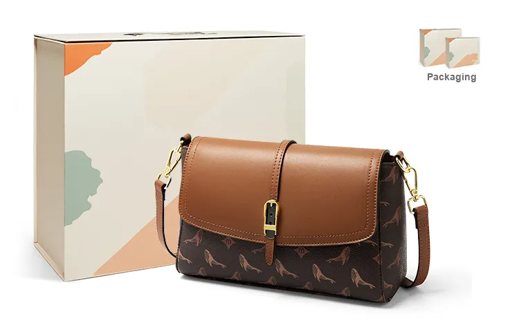 15 MINS PVC And Synthetic Leather Crossbody Bag Shoulder Bag Small Size Women's Coffee/Ecru-12