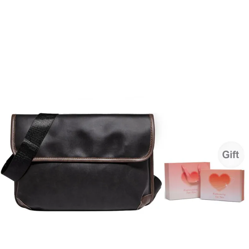 Marino Orlandi Synthetic Leather Shoulder Bag Crossbody Messenger Bag Medium Size Unisex Black/Coffee-1