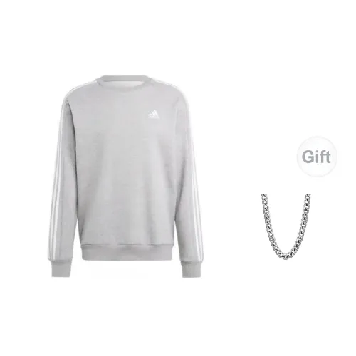 Adidas ESSENTIALS Sweatshirts Unisex Medium Grey With A Free Necklace