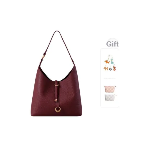 FUFUNI Сумка через плечо из натуральной коровьей кожи стандартная женская цвет Каберне Фран красный