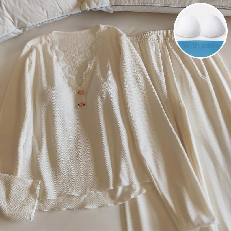 Sleeping Beauty Pajama Set Women's Milk White-4