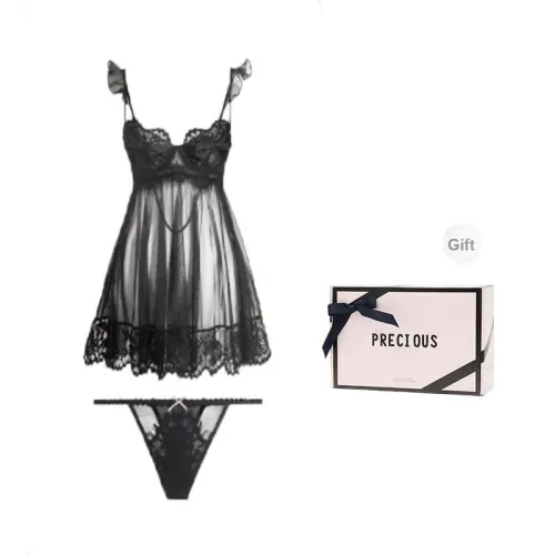 METE WHALE MT Nightgown Women's Gift Box Set Black