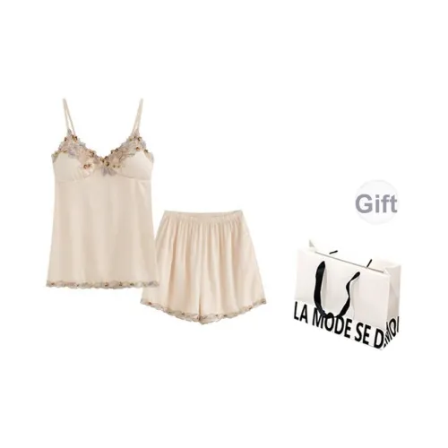 MEIJIAO Шампанское Кружево Украшения Одежда Комплекты + Буква Сумка для покупок Женские Пижамные Наборы