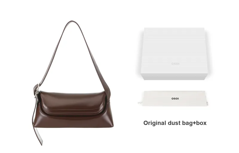 OSOI FOLDER BROT Genuine Leather Handbag, Shoulder Bag Small Size Women's Chocolate Brown-4