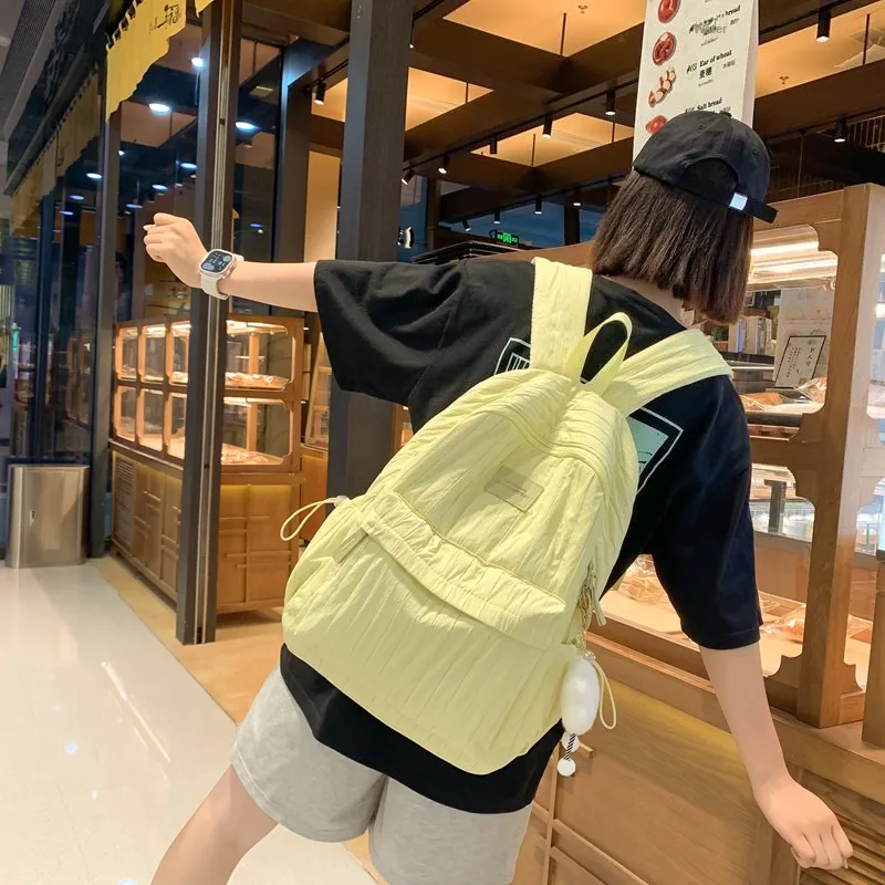 NX DOUGHNUT Nylon Backpack Women's Ecru/Yellow/Khaki/Pink-2