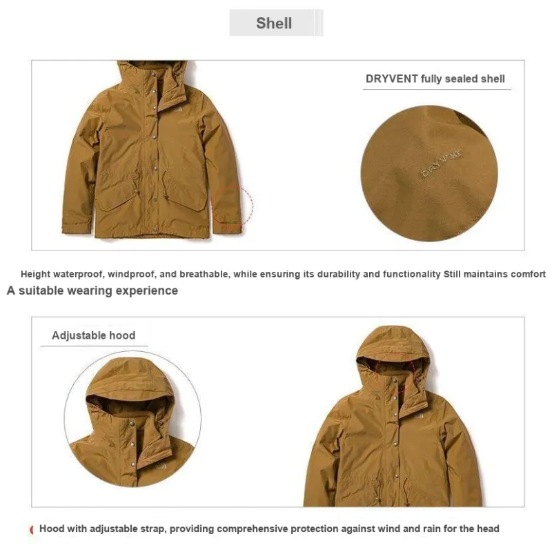 THE NORTH FACE FW22 Waterproof And Windproof To Keep Warm Windbreaker Jacket Women's Brown-5