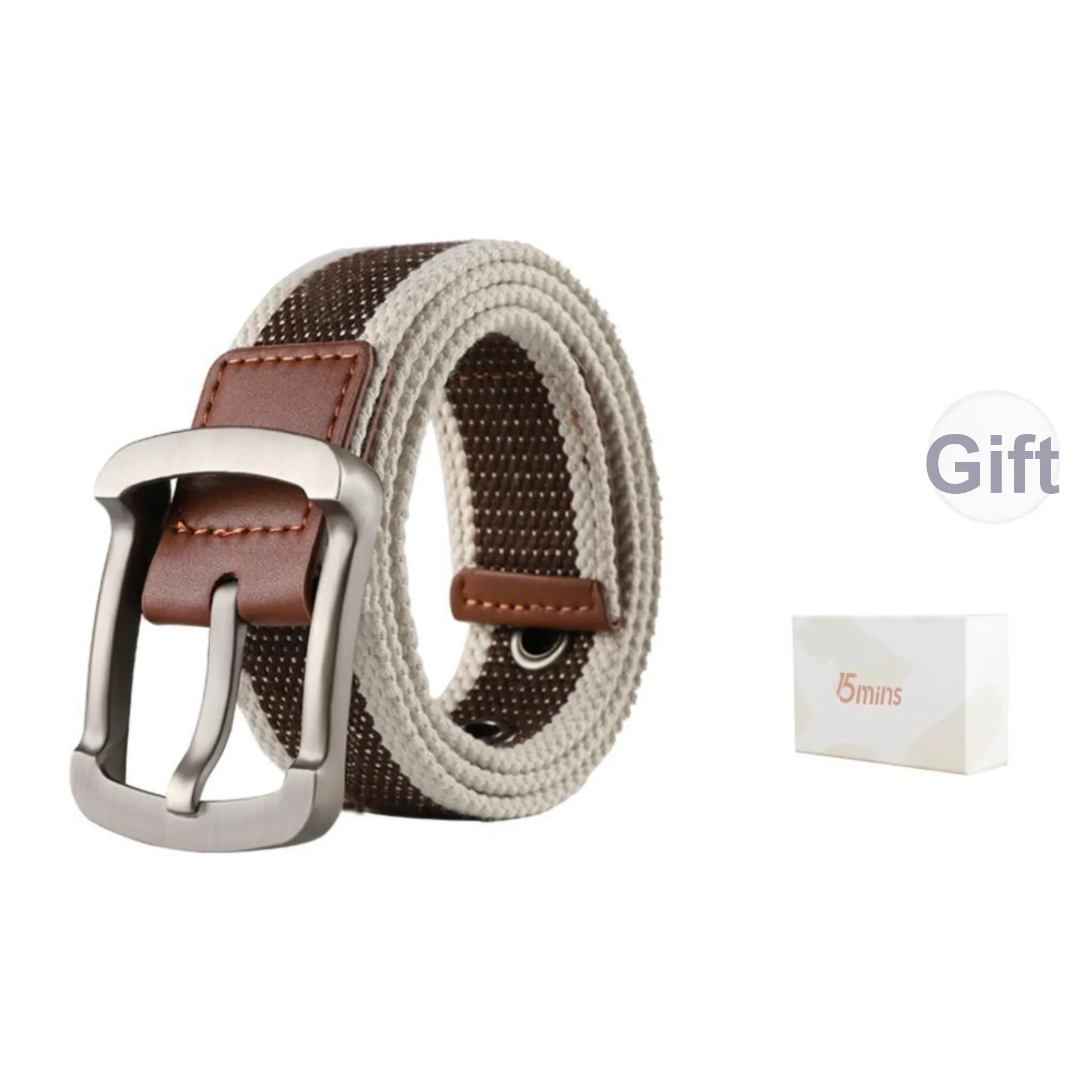 15 MINS Fabric Belt Unisex Black 3.6cm