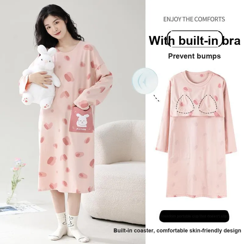 XIAFENYAN Nightgown Women's Pink-1