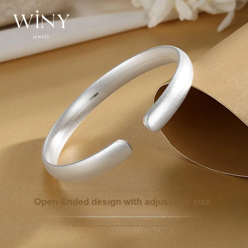 WINY 999 Fine Silver Bangles Women's Silver, Blue-3