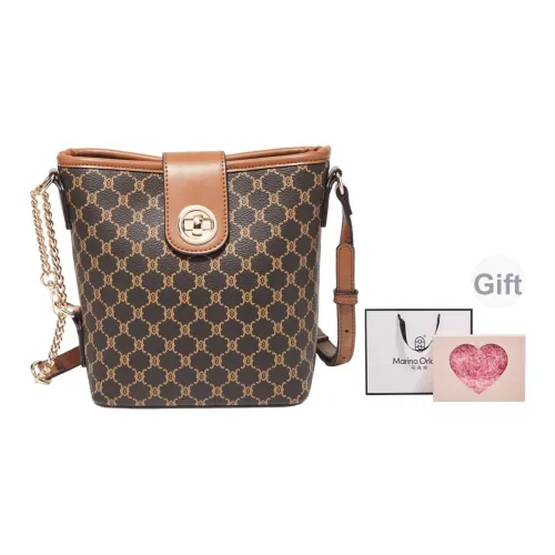 MARINO ORLANDI Сумка через плечо из синтетической кожи PVC и PU (полиуретан) ведрообразная сумка женская кофейного хаки цвета