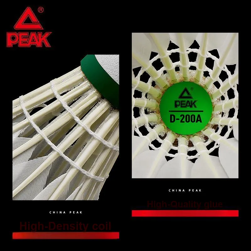 PEAK D200a Goose Feather Shuttlecock 6 Pack Goose Feather Shuttlecocks-6