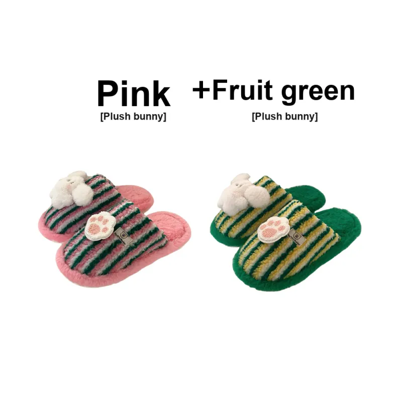 Thin Strips Cotton Slippers Unisex, Pink-31
