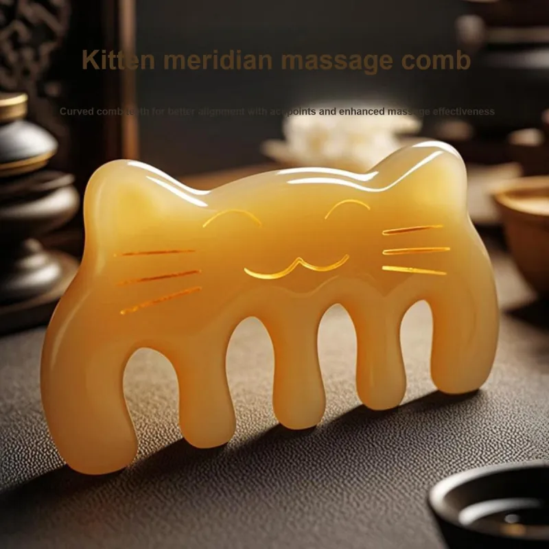 Cow Daddy Yak Horn Massage Comb With Five Teeth, Acupoint Shampooing Brush For Scalp Massage, Hair Comb-3