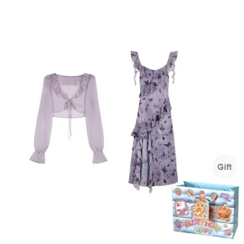 QUIET ANGEL Slip Dresses Women's Purple Clothing Sets Shopping Bag