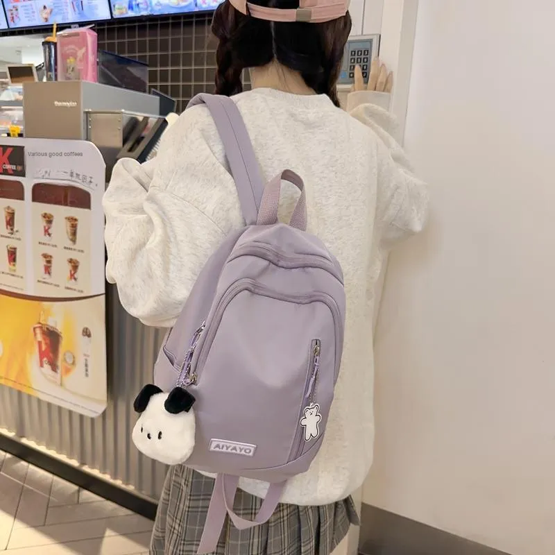 OUZIHUANG Nylon Fabric Backpack Regular Women's Black/White/Red/Purple/Pink-10
