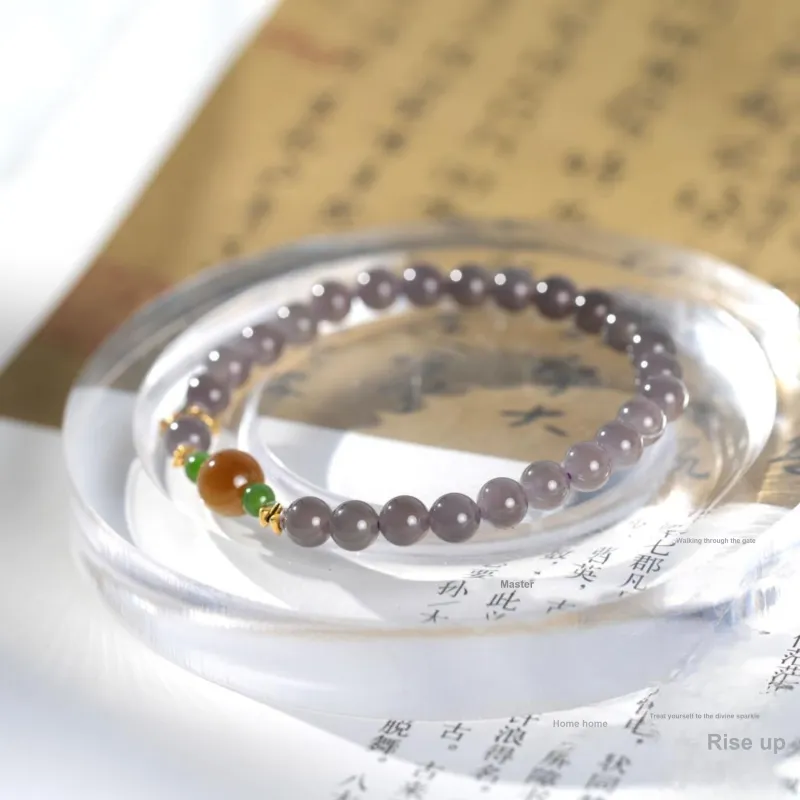 Clear Snow Hetian Jade Bracelets Smoky Purple Women's-7