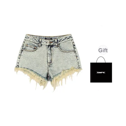 SMFK Джинсовые шорты Женские Белые Снежинка