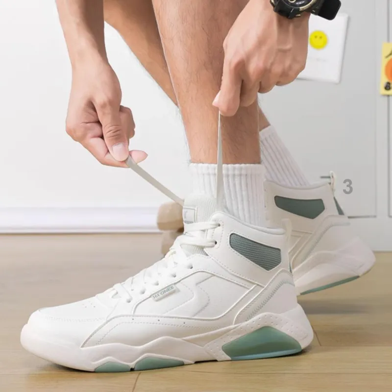 361° Winter Syndrome Anti-Slip And Wear-Resistant Coverage High-Top Skateboard Shoes Men's White Green-4