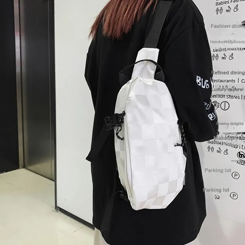 ALNI BITTON Nylon Shoulder Bag, Crossbody Bag, Sling Bag Men's Black/White-2