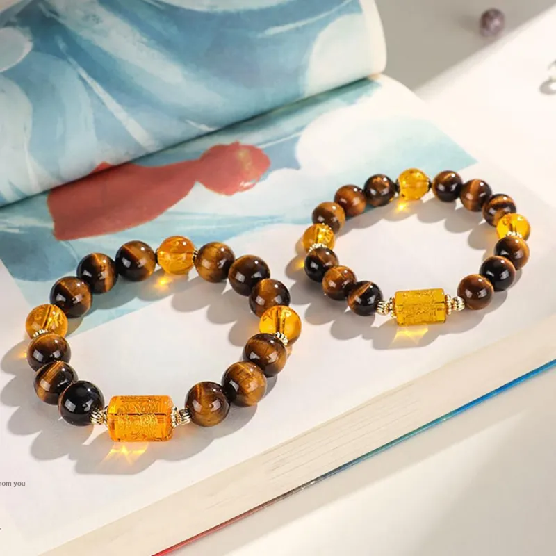 ZUIWENGLANGYASHANWENCHUANG Tiger's Eye Stone Jade Bracelets Unisex-1