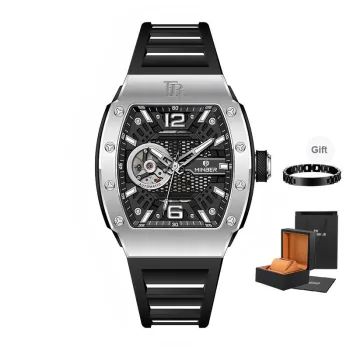 FR Mechanical Movement Rubber Strap Watch Men's Watches Black Dial