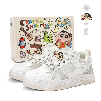Crayon Shinchan Wear resistant, Lightweight, Breathable, And Non slip. Low Top Skateboard Shoes Unisex Vanilla Ecru Box
