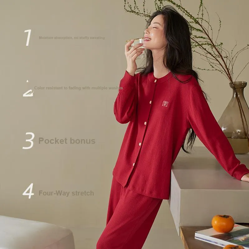 Xuan Liang Pajama Set Women's Maroon-2