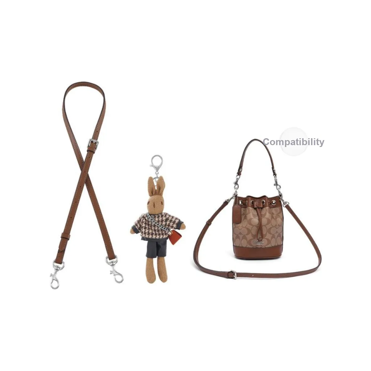 Lan Bao Fan Cow Leather Adjustable Strap Crossbody Style Women's Brown