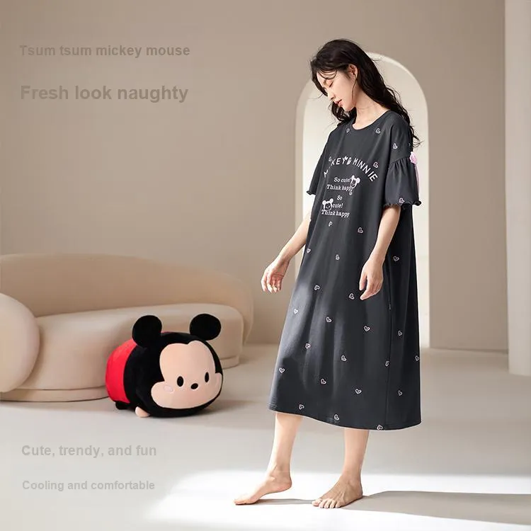 JINGYUN x Disney Nightgown Women's Black Blue-2