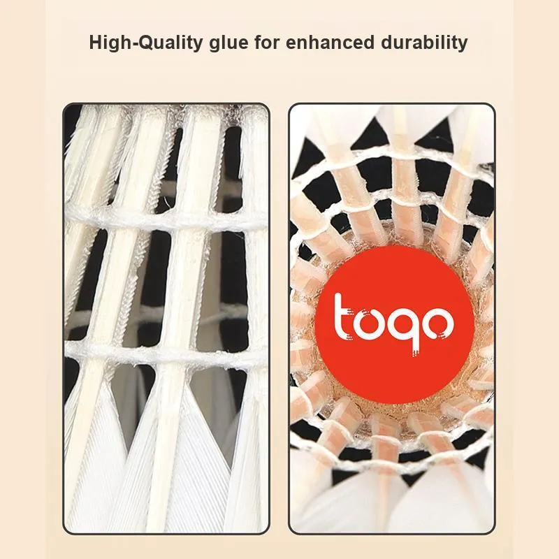 TOQO Goose Feather Shuttlecock 10 Pack Goose Feather Everyday Shuttlecocks-2