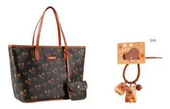 Disney Mickey Series Leather Tote Bag, Shopping Bag, Shoulder Bag Women's Dark Brown