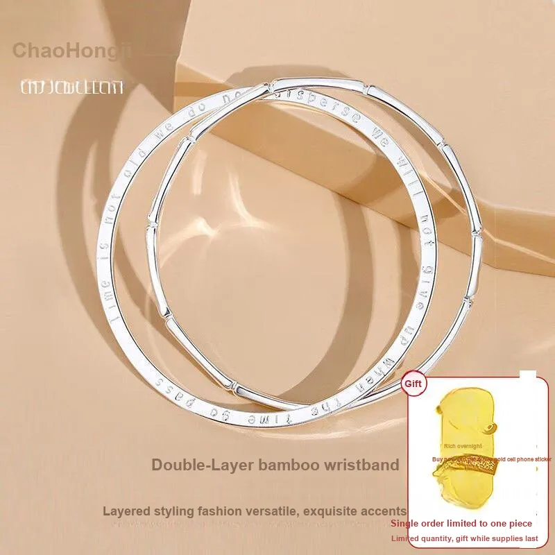 CHAOHONGJI 999 Fine Silver Bangles Women's-1