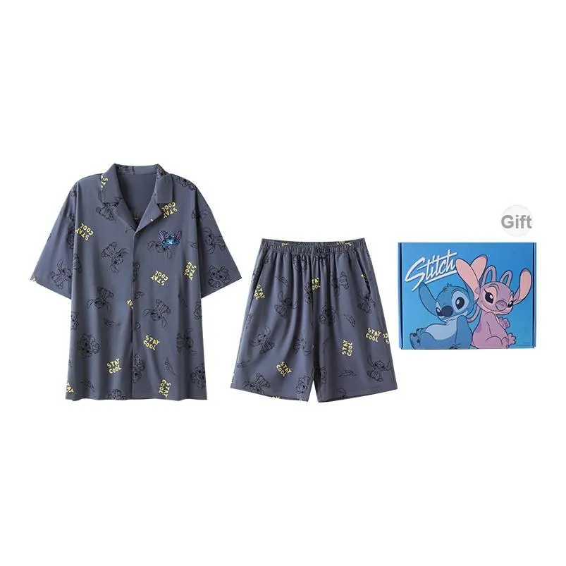 JINGYUN X Disney Пижамный комплект Мужской Синий Кошка Серый Набор в подарочной коробке