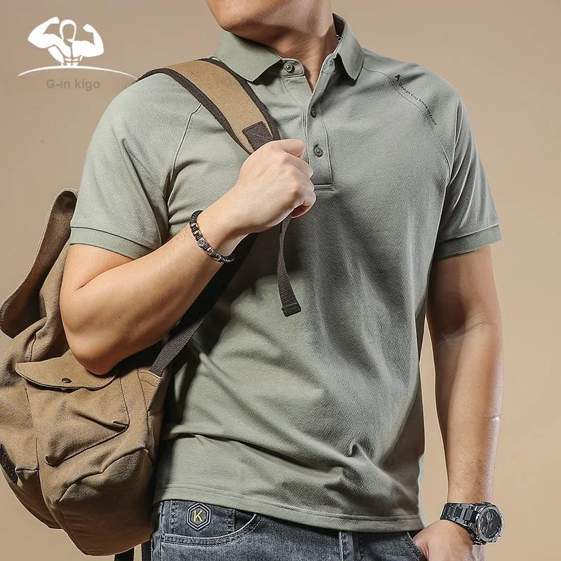 Seasonal Words Polo Shirt Men's Gray Green-1