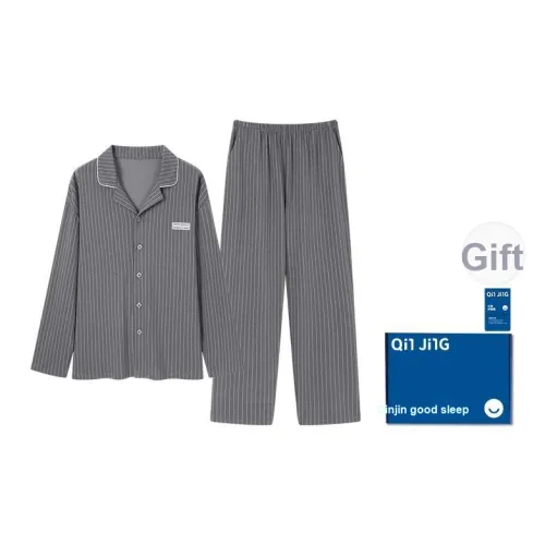 Qin Jing Пижамный комплект Мужской Gift Box Set Полосатый Серый