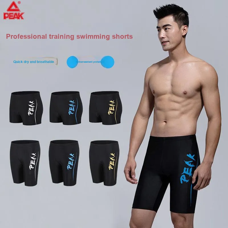 PEAK Swimming Sets Polyester Elastane Pool Men's Black Gold Black Blue-2