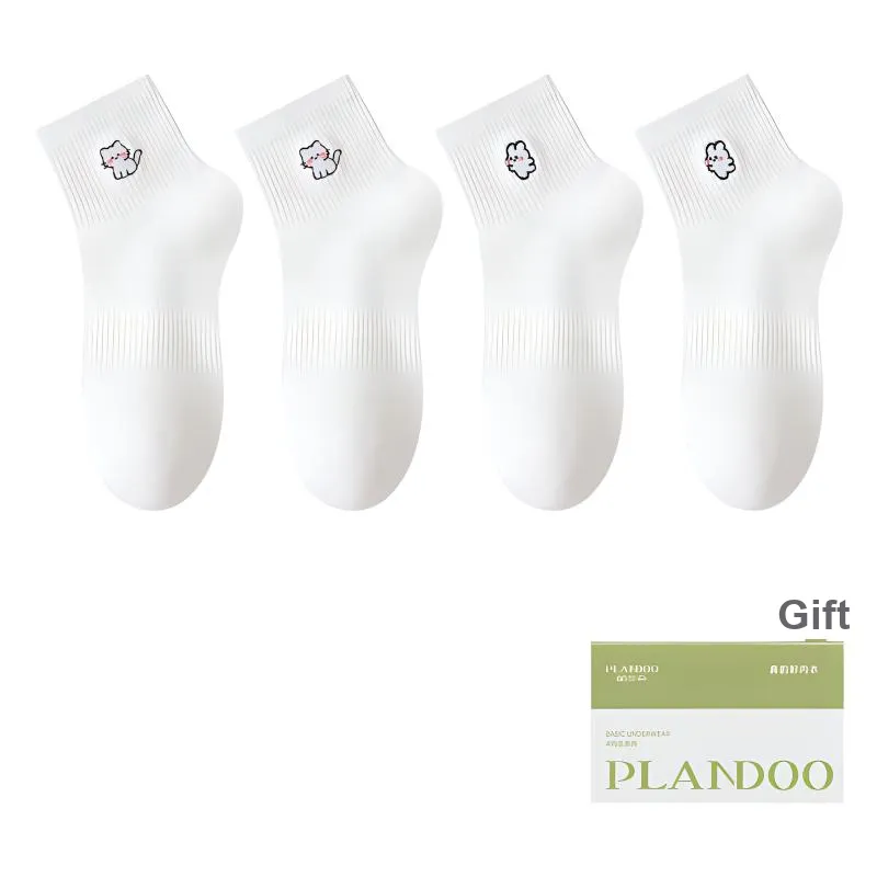 PLANDOO Mid Calf Socks Women's Shopping Bag 4 Pack-4