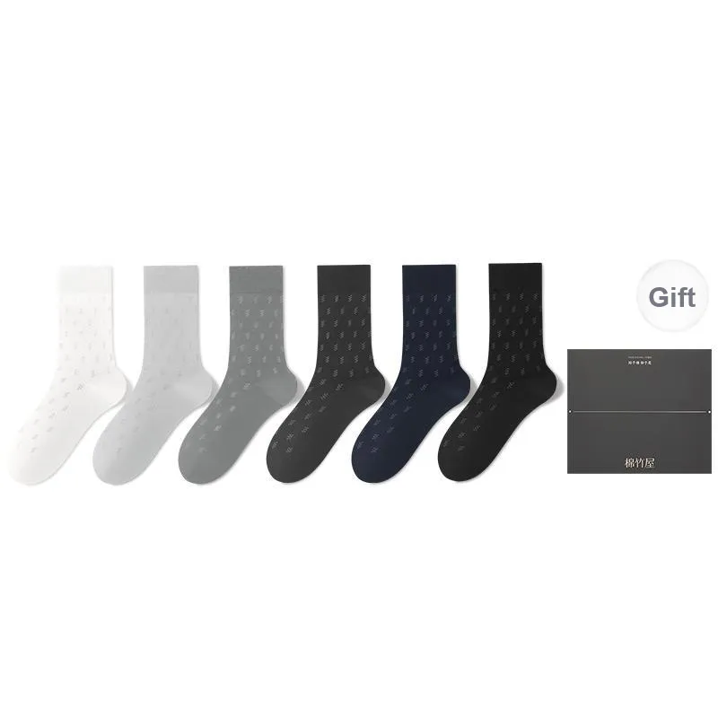 B&C.Room Mid Calf Socks Men's 6 Pairs Gift Box Packaged-0