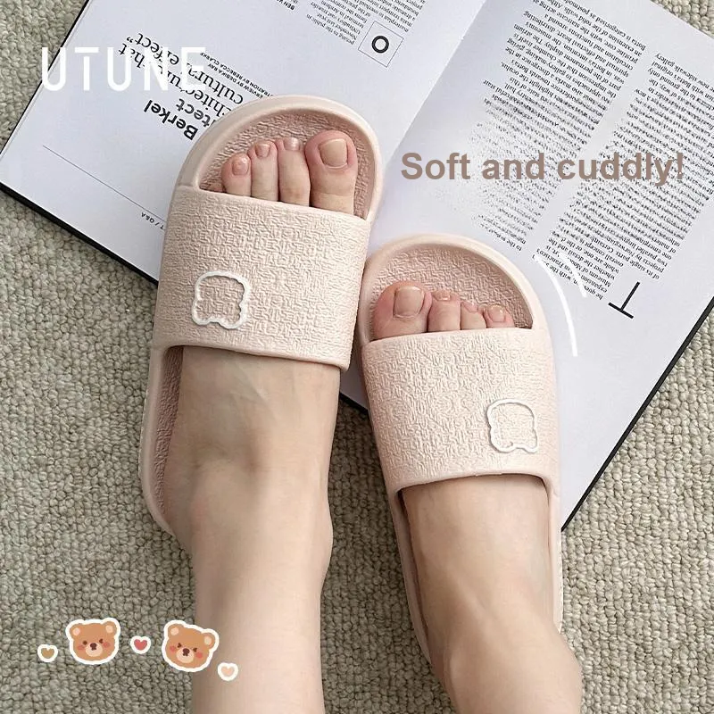 UTUNE Summer Indoor Bathroom Bathing Slip Resistant Quiet Couple's Home Slippers-9