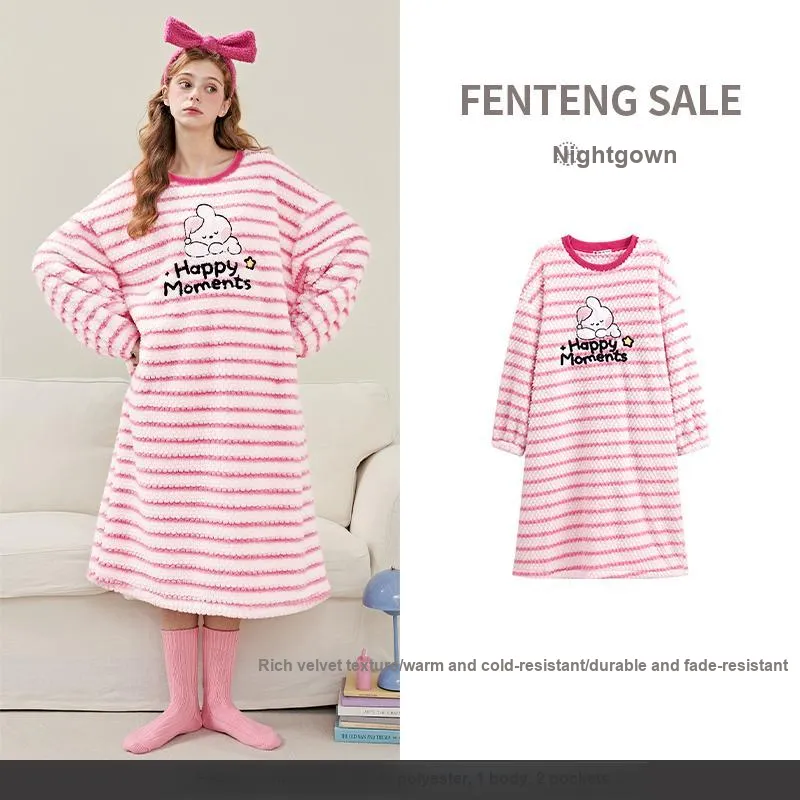 FENTENG Nightgown Women's Peach Pink-2