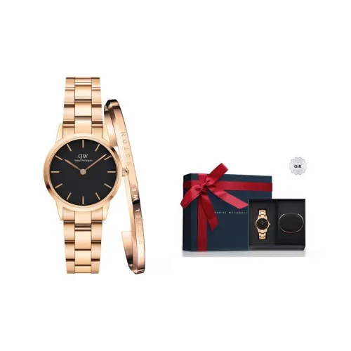 Daniel Wellington DW Маленький Кварцевый Механизм Нержавеющая Сталь Ремешок из Нержавеющей Стали 28 мм Черный Циферблат Женские Часы